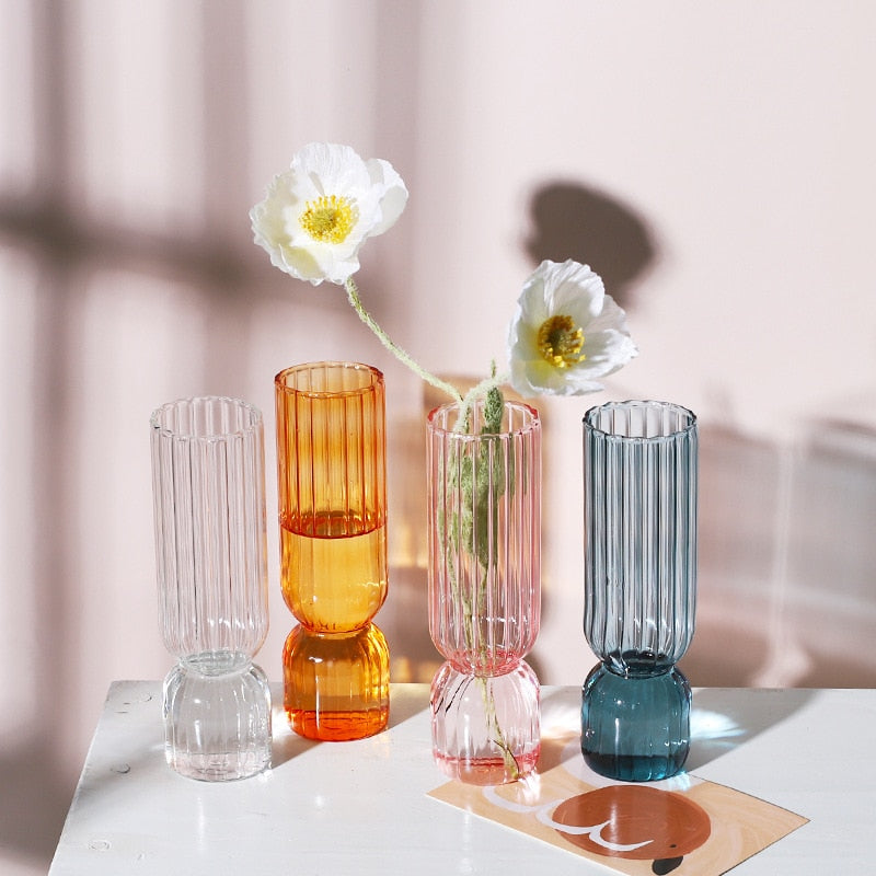 Upside Down Colored Glass Bud Vase & Accent